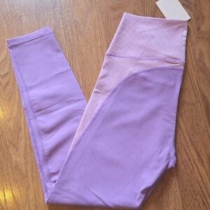 NWT Wilo The Label Lilac Color Blocked Ribbed High-Waist Leggings LARGE
